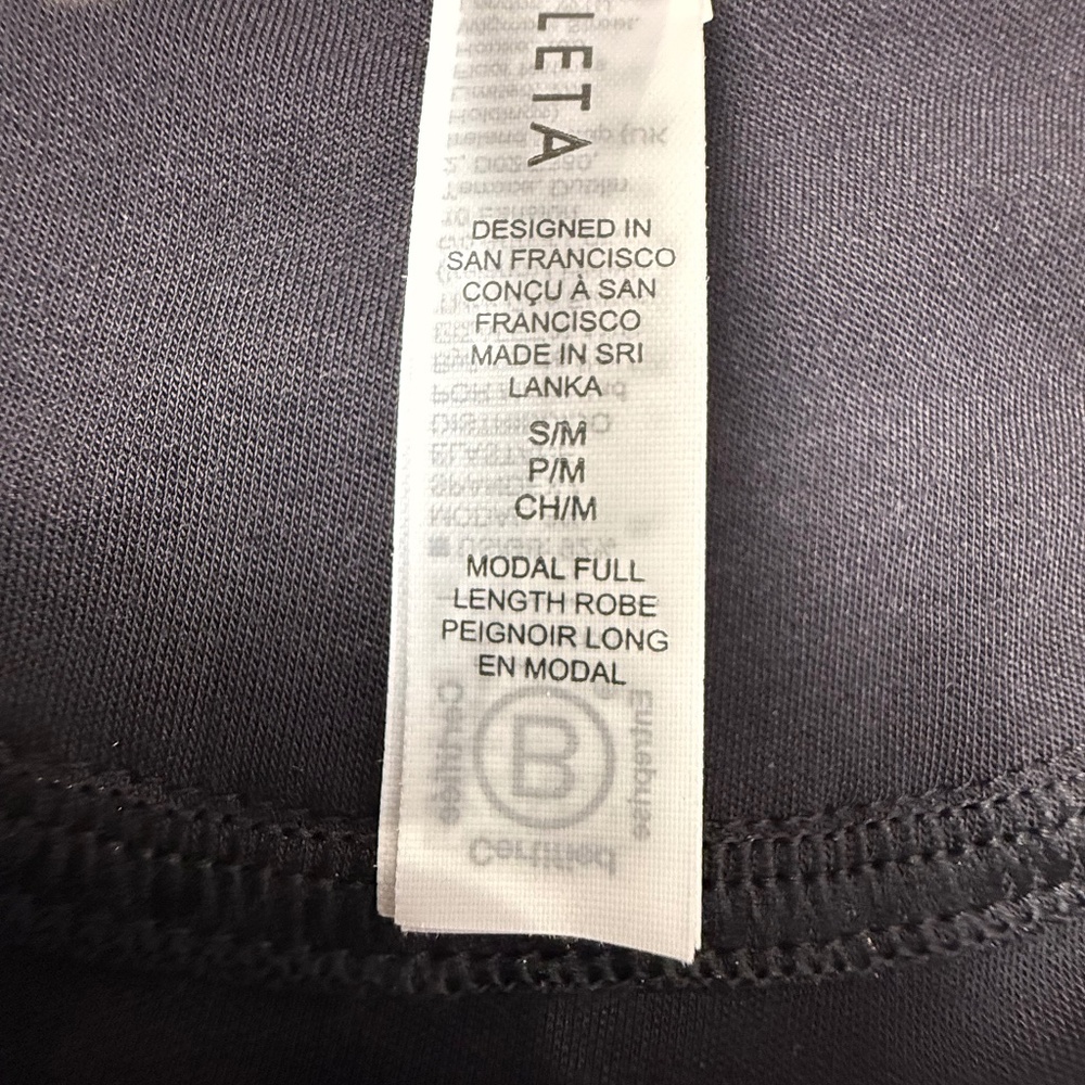 Athleta Modal Full Length Robe Black S/M Open Front Soft Pockets Lightweight - Picture 5 of 9